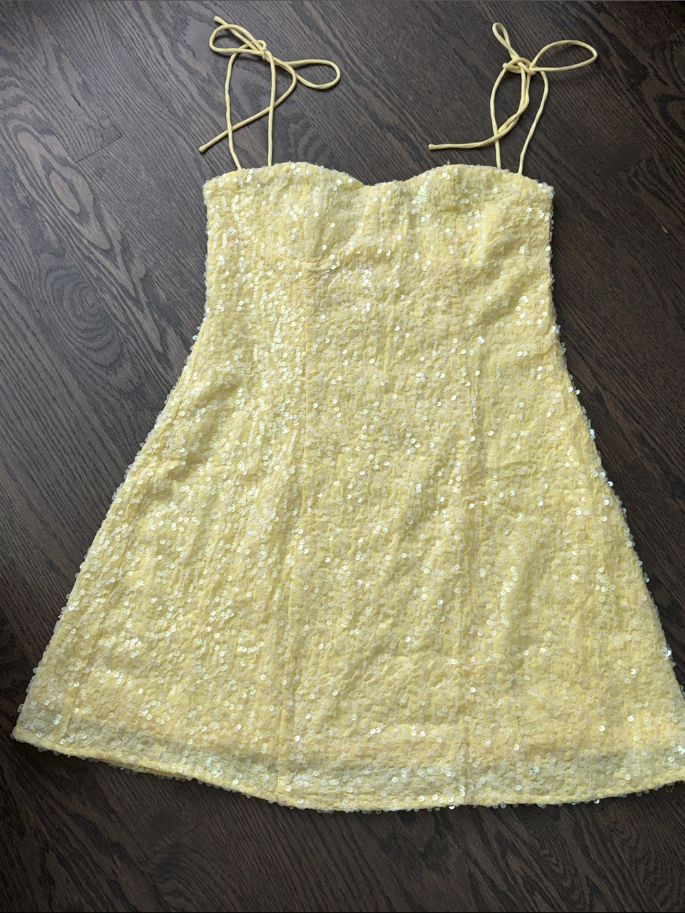 Beginning Boutique Yellow Sequin Mini Dress